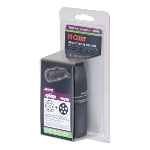 CURT 57005 - LED Electrical Adapter (7-Way RV Blade Vehicle to 6-Way Round Trailer)