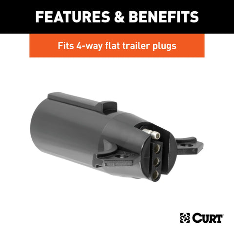 CURT 57040 - 7-Way Round Vehicle-Side to 4-Way Flat Trailer Wiring Adapter