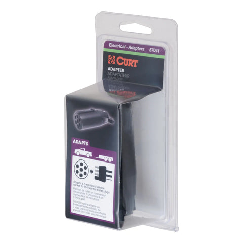 CURT 57041 - 7-Way Round Vehicle-Side to 4-Way Flat Trailer Wiring Adapter