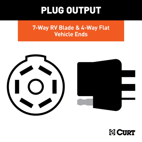 CURT 57101 - Dual-Output 7/4-Way Connector with Backup Alarm (Plugs into USCAR)