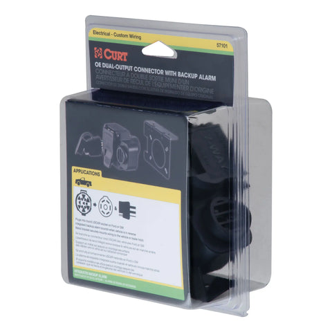 CURT 57101 - Dual-Output 7/4-Way Connector with Backup Alarm (Plugs into USCAR)