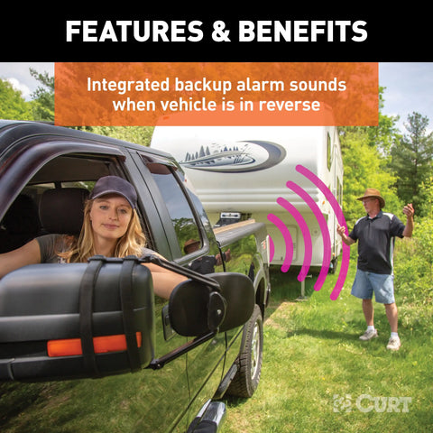 CURT 57102 - Dual-Output Adapter with Backup Alarm (4-Way Flat to 7-Way RV Blade Trailer)