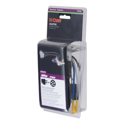 CURT 57183 - 4-Way Flat Vehicle-Side to 6-Way Round Trailer Wiring Adapter