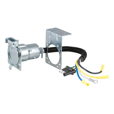 CURT 57185 - Electrical Adapter with Bracket (4-Way Flat Vehicle to 7-Way RV Blade Trailer)