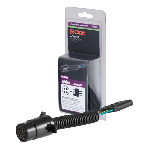 CURT 57225 - Electrical Adapter (4-Way Round Vehicle to 4-Way Flat Trailer Packaged)