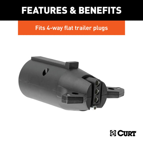 CURT 57241 - 7-Way RV Blade Vehicle-Side to 4-Way Flat Trailer Wiring Adapter