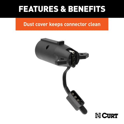 CURT 57245 - Electrical Adapter with Tester (7-Way RV Blade Vehicle to 4-Way Flat Trailer)