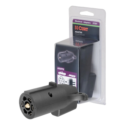 CURT 57251 - 7-Way RV Blade Vehicle-Side to 5-Way Flat Trailer Wiring Adapter