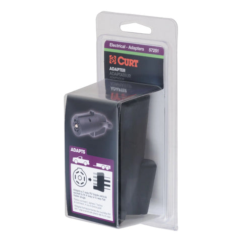 CURT 57251 - 7-Way RV Blade Vehicle-Side to 5-Way Flat Trailer Wiring Adapter