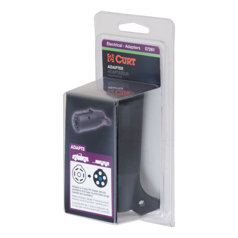 CURT 57261 - Adapter (7-Way RV Blade to 6-Way Round Trailer Center Pin Auxiliary Packaged)