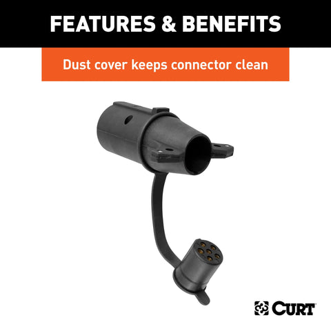 CURT 57265 - Adapter (7-Way RV Blade to 6-Way Round Trailer Center Pin Brake Packaged)