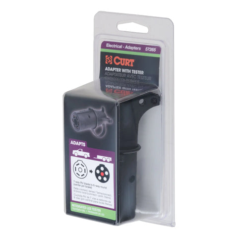 CURT 57265 - Adapter (7-Way RV Blade to 6-Way Round Trailer Center Pin Brake Packaged)
