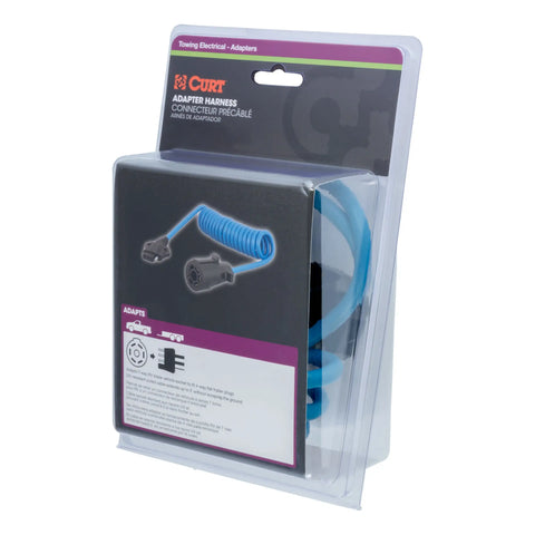 CURT 57280 - 8ft. Electrical Adapter Harness (7-Way RV Blade Vehicle to 4-Way Flat Trailer)