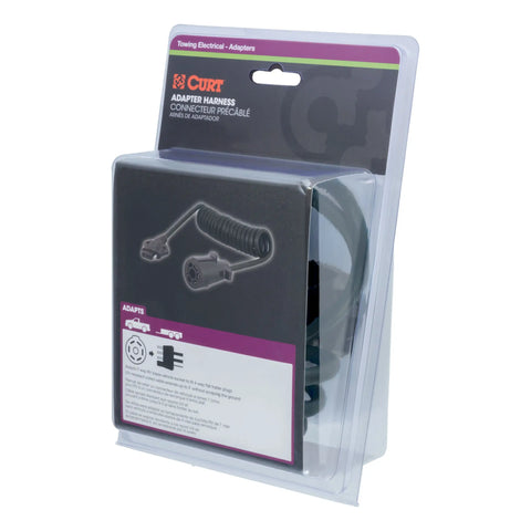 CURT 57282 - 8ft. Electrical Adapter Harness (7-Way RV Blade Vehicle to 5-Way Flat Trailer)