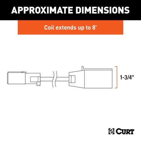 CURT 57285 - 8ft. Dinghy Towing Adapter/Socket (7-Way RV Blade to 4-Way Round Vehicle)