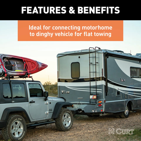 CURT 57285 - 8ft. Dinghy Towing Adapter/Socket (7-Way RV Blade to 4-Way Round Vehicle)