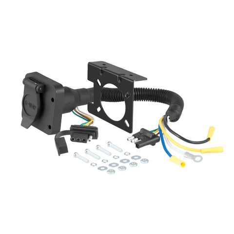 CURT 57604 - Dual-Output Electrical Adapter (Adds 6-Way Round to 4-Way Flat)