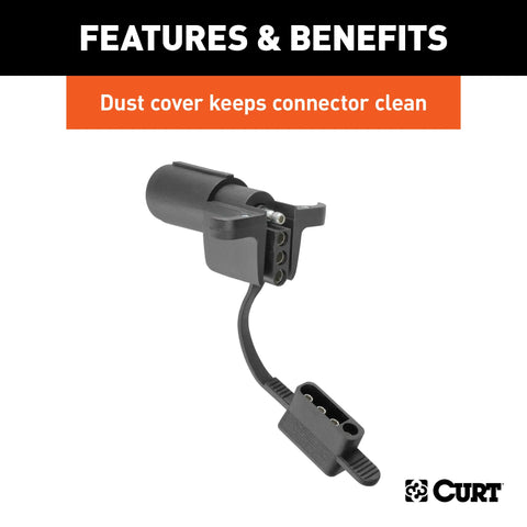 CURT 57627 - Electrical Adapter with Tester (6-Way Round Vehicle to 4-Way Flat Trailer)