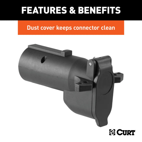 CURT 57726 - Adapter with Alarm (7-Way RV Blade to 6-Way Round Trailer Center Pin Auxiliary)