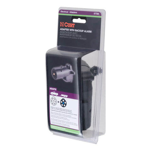 CURT 57726 - Adapter with Alarm (7-Way RV Blade to 6-Way Round Trailer Center Pin Auxiliary)