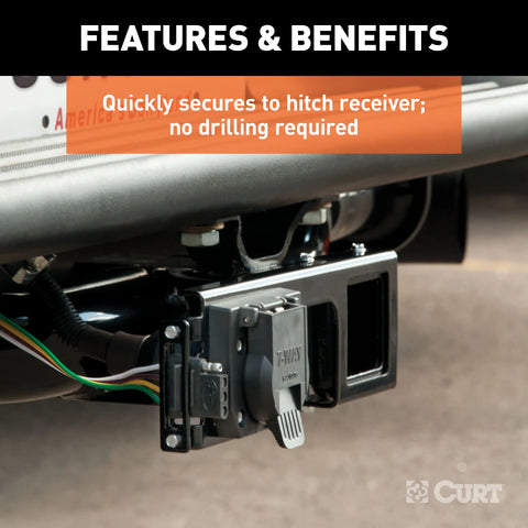 CURT 58000 - Easy-Mount Wiring Bracket for 4 or 5-Flat/6 7-Round (2in. Receiver)