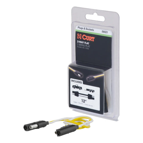 CURT 58021 - 2-Way Flat Connector Plug/Socket with 12in. Wires (Packaged)