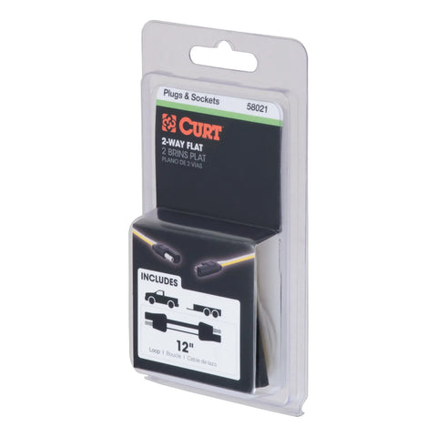 CURT 58021 - 2-Way Flat Connector Plug/Socket with 12in. Wires (Packaged)