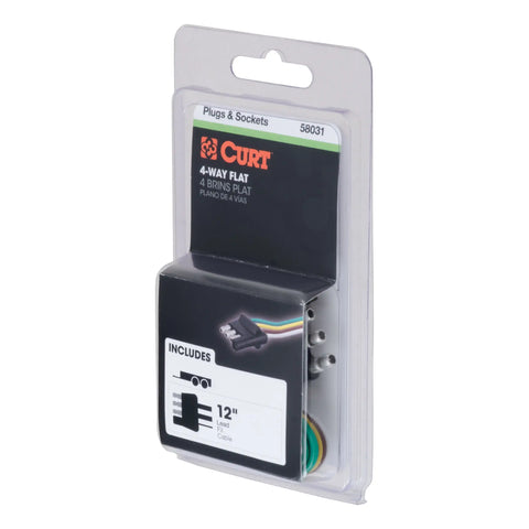 CURT 58031 - Trailer-Side 4-Pin Flat Wiring Harness with 12-Inch Wires