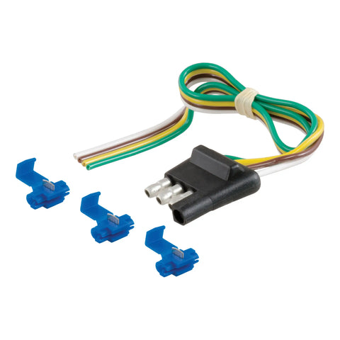 CURT 58033 - 4-Way Flat Connector Plug with 12in. Wires and Hardware (Trailer Side Packaged)
