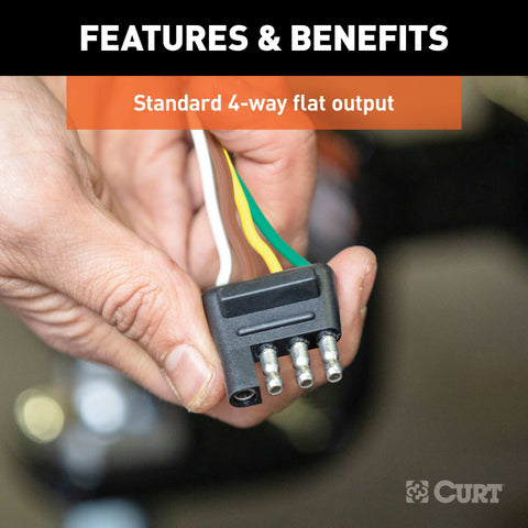CURT 58033 - 4-Way Flat Connector Plug with 12in. Wires and Hardware (Trailer Side Packaged)