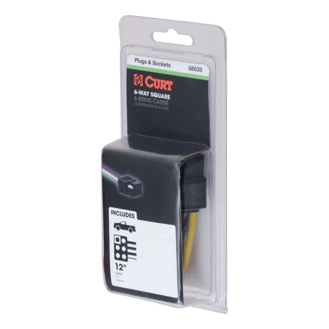 CURT 58035 - Vehicle-Side 6-Pin Square Trailer Wiring Harness with 12-Inch Wires