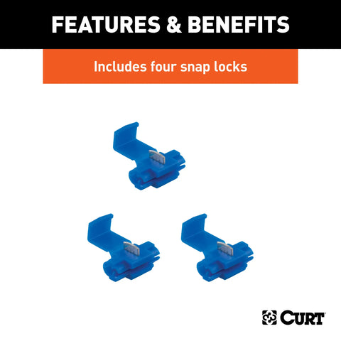 CURT 58044 - 4-Way Flat Connector Socket with 60in. Wires/Hardware (Vehicle Side Packaged)