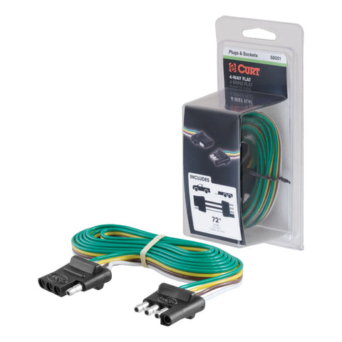 CURT 58051 - 4-Way Flat Connector Plug/Socket with 72in. Wires (Packaged)