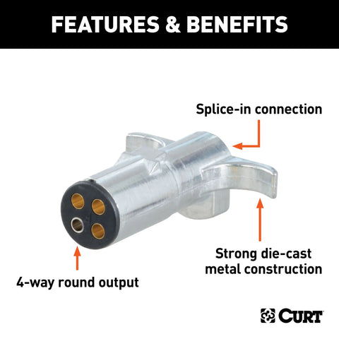 CURT 58061 - Trailer-Side 4-Pin Round Wiring Harness Plug