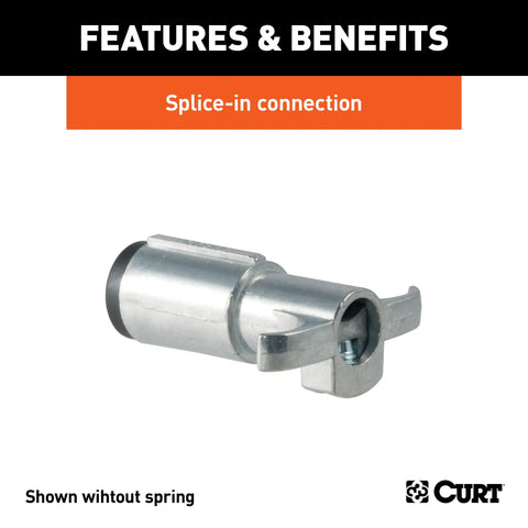 CURT 58083 - Trailer-Side 6-Pin Round Wiring Harness Plug with Spring