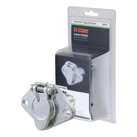 CURT 58091 - Vehicle-Side 6-Pin Round Trailer Wiring Harness Socket