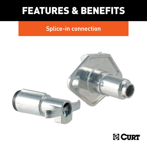 CURT 58092 - Vehicle-Side and Trailer-Side 6-Pin Round Wiring Harness Connectors