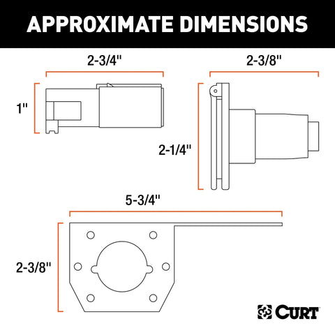 CURT 58093 - Vehicle-Side and Trailer-Side 6-Pin Round Wiring Harness Connectors