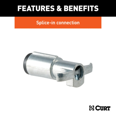 CURT 58120 - 6-Way Round Connector Plug (Trailer Side Chrome Plastic)