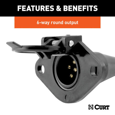CURT 58130 - Vehicle-Side 6-Pin Round Trailer Wiring Harness Socket