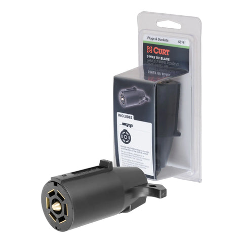 CURT 58141 - 7-Way RV Blade Connector Plug (Trailer Side Black Plastic Packaged)