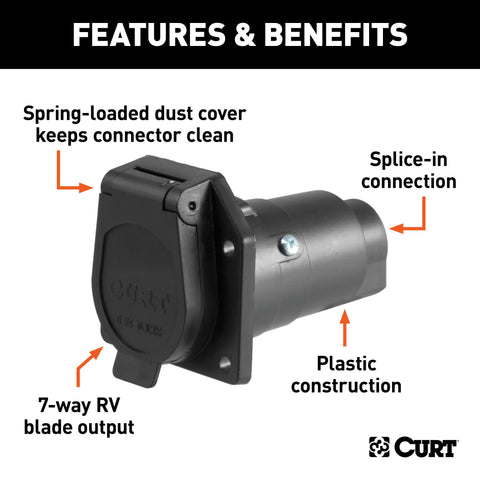 CURT 58150 - Vehicle-Side 7-Pin RV Blade Trailer Wiring Harness Connector