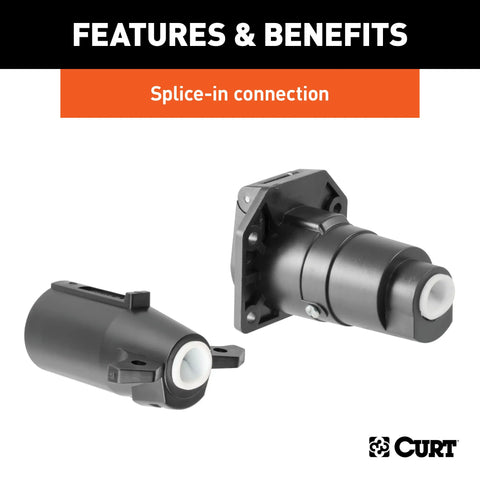 CURT 58152 - 7-Way RV Blade Connector Plug/Socket with Hardware (Packaged)