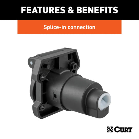 CURT 58155 - Heavy-Duty 7-Way RV Blade Connector Socket (Vehicle Side)