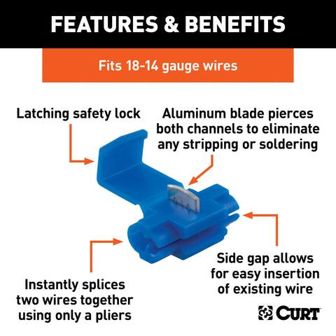 CURT 58280 - 18-14 Gauge Blue Scotch Snap Lock Wire Connectors 100-Pack