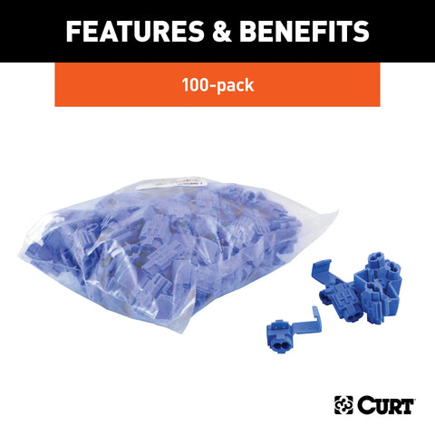 CURT 58280 - 18-14 Gauge Blue Scotch Snap Lock Wire Connectors 100-Pack