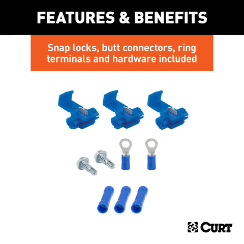 CURT 58305 - 4-Way Flat Connector Plug/Socket with 12in./48in. Wires/Hardware (Packaged)