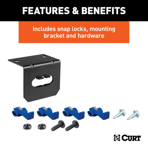 CURT 58345 - 4-Way Flat Connector Socket with Hardware (Vehicle Side Packaged)