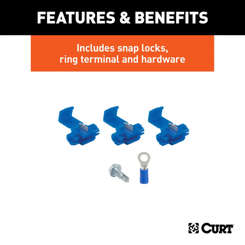 CURT 58349 - 4-Way Flat Connector Plug with 48in. Wires/Hardware (Trailer Side Packaged)