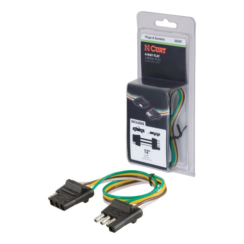 CURT 58381 - 4-Way Flat Connector Plug/Socket with 12in. Wires (Packaged)